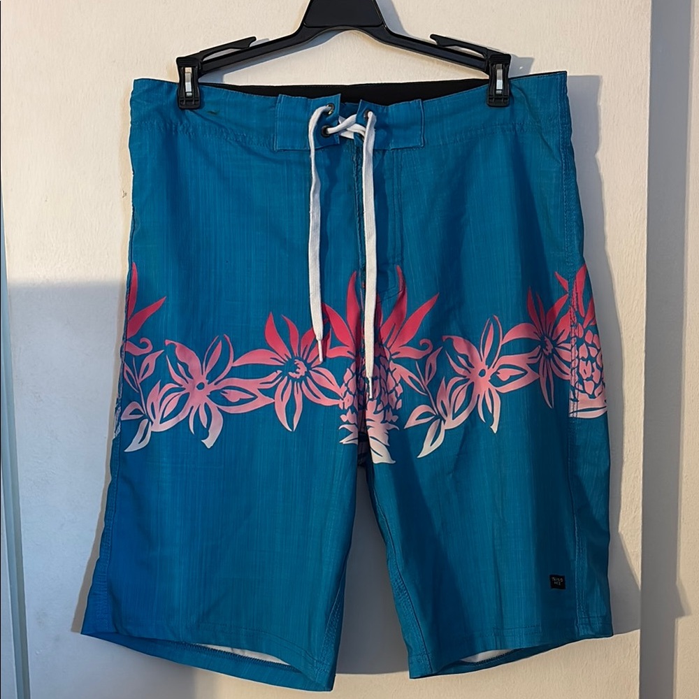Islandhaze Blue and Pink Board Shorts Quick-Dry Swimwear